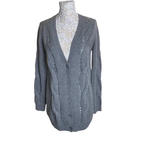 NWT Ag Adriano Goldschmied Sandrine Longline Grey Wool Cardigan size Small - Picture 2 of 7